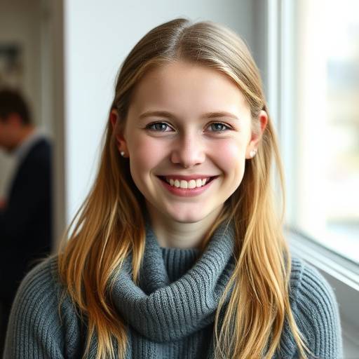 Portrett av Ane Hansen, fornøyd student.