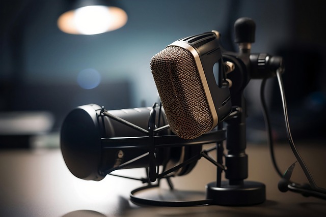 Interiørbilde av podcaststudio